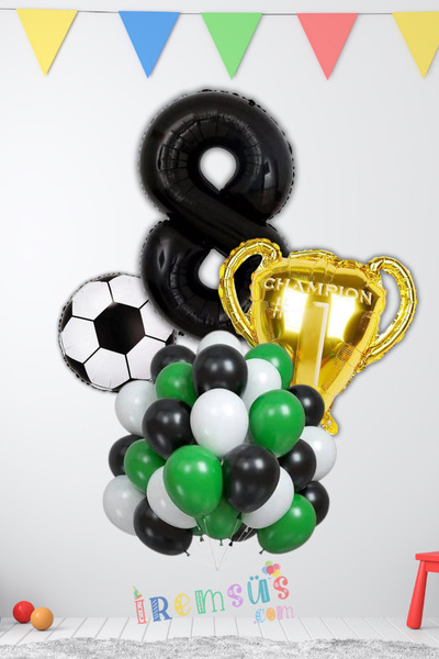 mypartyready 8 Yaş Doğum Günü Partisi Şampiyon Konsept Folyo Helyum Balon Süs...