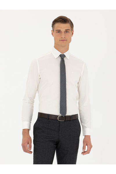 Cacharel Beyaz Slim Fit Uzun Kollu Klasik Gömlek 50273661-VR013