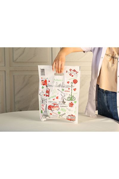 ÇABUKLAR Bio European Themed Oversize Pharmacy Bag - 50 Pieces