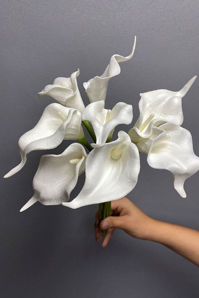 Hayalperest boncuk White Wet Look Artificial Calla Lily 8 Τεμάχια