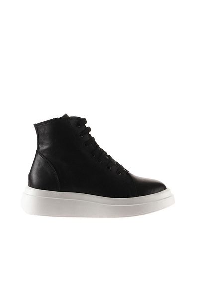 Bueno Shoes Cizme negre pentru femei cu toc cu pană din piele - 01wt4708