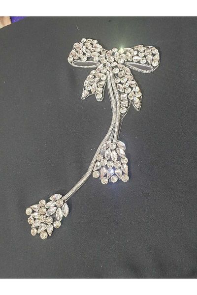 ESRA ŞELEM Stoned Bow Model Decorative Strip - Iron-Sticking Clothing Accessory
