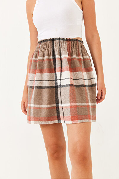 Bianco Lucci Kadın Gipe Detaylı Ekose Mini Etek 0169 60251858