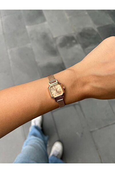 QUARTZ Mini Rose Hasır Kordon Saat