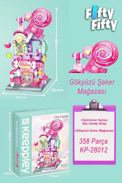 Vagonlife Keeppley City Corner - Sky Candy Store (358 Pieces) Toy Building Set 28012
