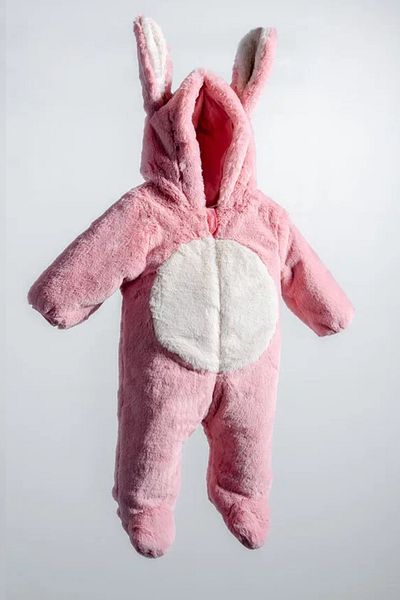 MDM Rabbit Eared Plush 100% Cotton Zippered Hoodie Booties Winter Baby Girl Astronaut Jumpsuit Cosmonaut
