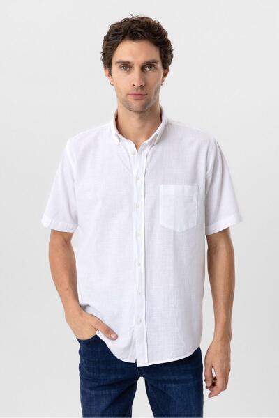 SÜVARİ Kısa Kol Regular Kalıp Düz Gömlek