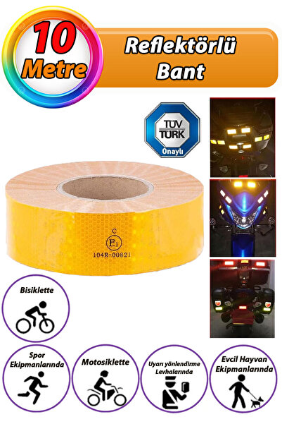 GLASWEN 10 MT Reflektörlü Reflektif Fosforlu Araç Oto Kamyon Şerit Bant Tüvtü...