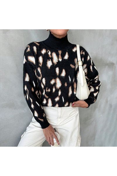 Ugdelia Pulover de damă cu modele leopard