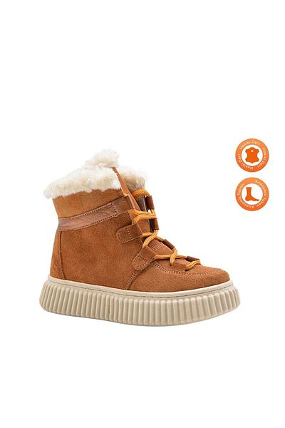 kids A more Adia Nubuck Plush Fur Girl's Boots Cinnamon Color