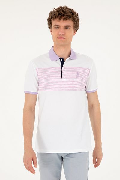U.S. Polo Assn. تي شيرت رجالي ذو قصة عادية وياقة بولو أرجواني 50287103 -vr034