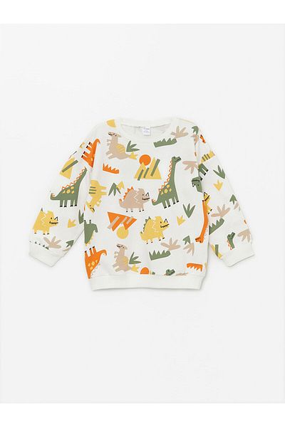 LC Waikiki LCW Crew Neck Long Sleeve Printed Baby Boy Sweatshirt and Pants 2 Pieces Set