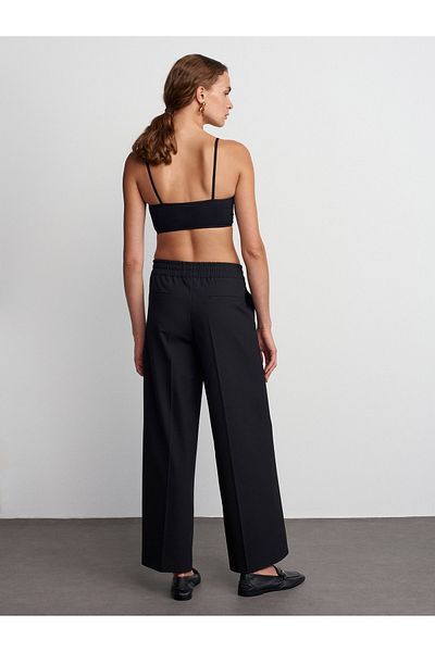 Dilvin 71556 Drawstring Tied Trousers-Black