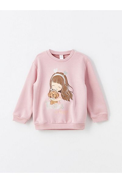 LC Waikiki Lcwk Crew Neck Long Sleeve Printed Girls' Sweatshirt Set of 2