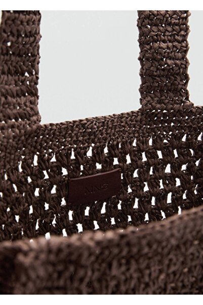 MANGO Woman Doğal elyaf shopper çanta