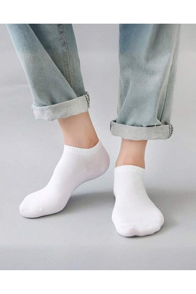 REYNBOO SOCKS 8 чифта дамски обикновени бели боти чорапи, които могат да се перат
