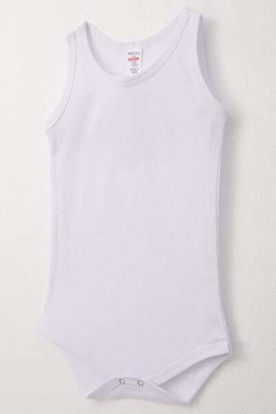 Breeze White Baby Boy Bodysuit - Snap, Jacquard and Heart Pattern, 9 Months-3 Years