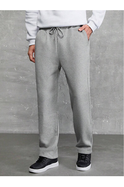 yx yustex sport Pantaloni de trening cu picioare drepte, gri, largi, cu potri...