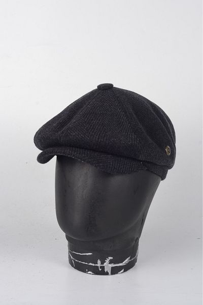 Armalı Şapka Winter 8 Pieces Genuine Wool Fish Back Peaky Blinders Model Men's Cap Hat