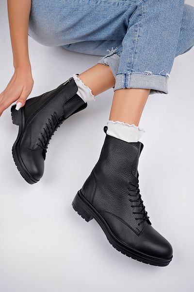 Deripabuc Genuine Leather Black Women's Leather Boots Trc-7210