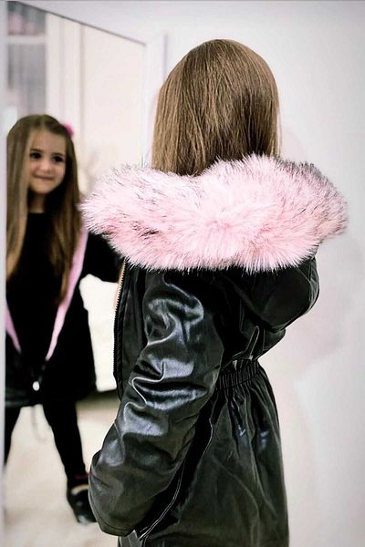 İPEK KİDS Girl's Clothing Full Winter Imported Fur Leather Coat