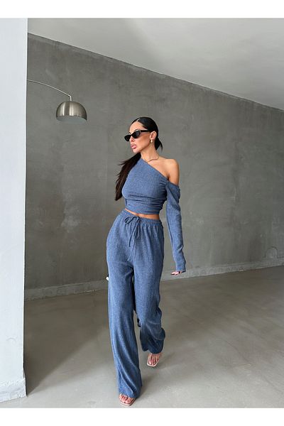 Ekim Store Klasszikus galléros húzózsinóros blúz nadrág szett