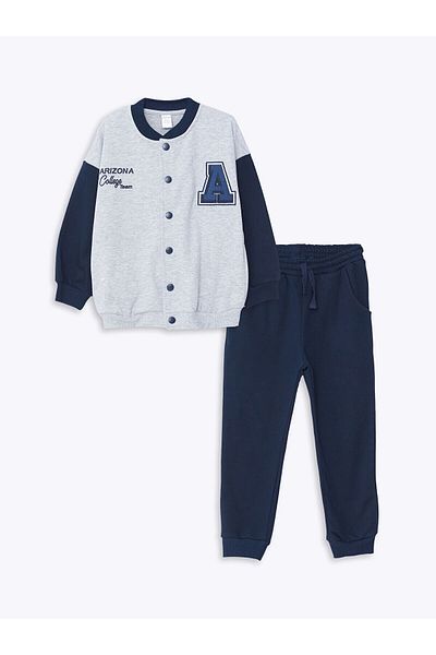 LC Waikiki Lcwk Printed Baby Boy College Jacket and Sweatpants Bottom Set of 2