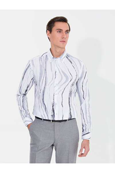 Cacharel Gri Slim Fit Uzun Kollu Gömlek 50265587-VR024