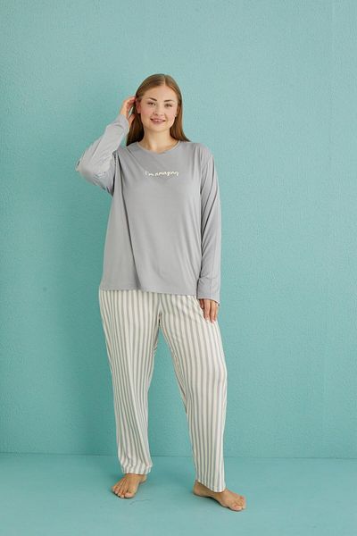 gd goldoremi 50802-19 Costum de pijama din țesătură Milan uimitor pentru femei de mărime mare