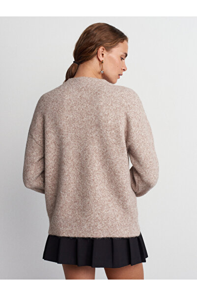 Dilvin 10640 Model - Crew Neck Mink Knitwear πουλόβερ, απαλή υφή - M. Μέγεθος