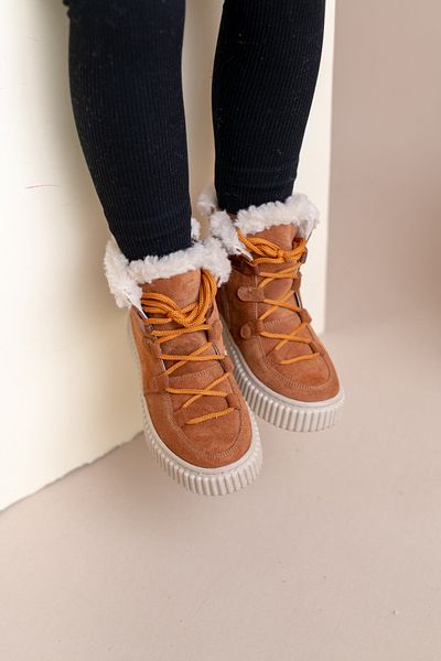 kids A more Adia Nubuck Plush Fur Girl's Boots Cinnamon Color