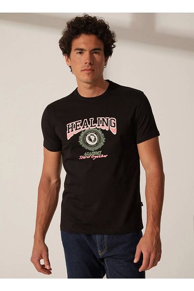 The Crow Crew Neck Printed Men's Black T-shirt Tc7110