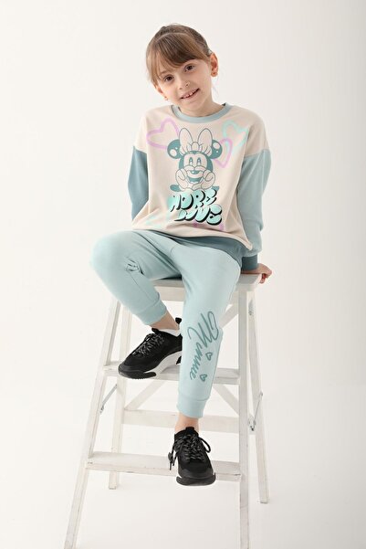 Disney Minnie Mause Bej Kız Çocuk Eşofman Takımı