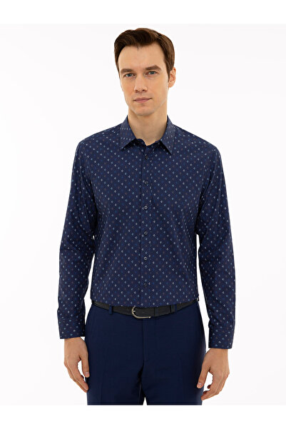 Cacharel Lacivert Slim Fit Uzun Kollu Gömlek 50227133-VR033