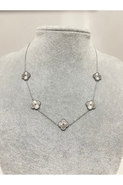 ANGELSS JEWELLERY قلادة فان كليف فضية اللون (قلادة فضية موديل البرسيم)