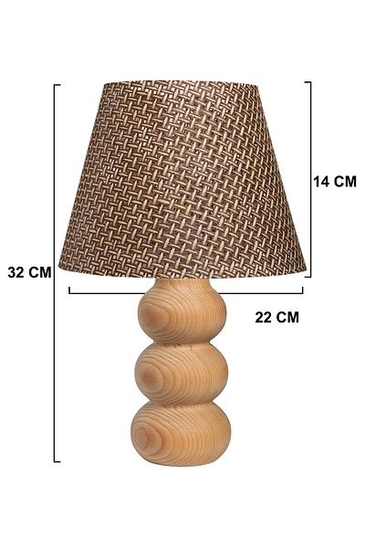 EFLIGHTDESIGN Wooden Lampshade Brown Wicker Pattern Modern Stylish Bedroom Living Room Table Lamp