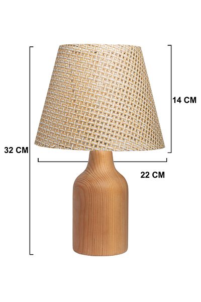 EFLIGHTDESIGN Wooden Lampshade Wicker Cream Pattern Modern Stylish Bedroom Living Room Table Lamp