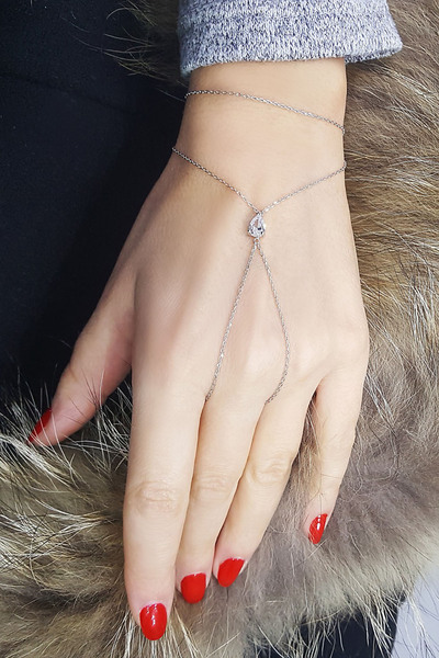 VAOOV 925 Ayar Gümüş Damla Taşlı Şahmeran Bileklik