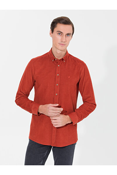 Cacharel Kiremit Slim Fit Uzun Kollu Gömlek 50257239-VR031