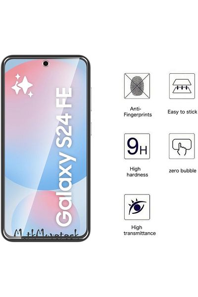 m.tk moveteck واقي شاشة متوافق مع هاتف Samsung Galaxy S24 FE، زجاج مقاوم للكسر، زجاج شاشة مقسى 9H، شفاف