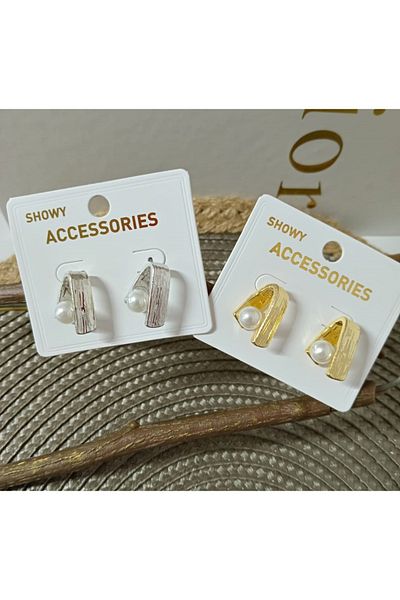 mos&more Modern Design Women's Earrings with Pearls