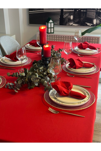 Decamor home 6 Pieces of Cotton Stain-Resistant Red Napkins 40 X 40