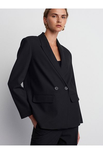 Dilvin 60747 Double Breasted Jacket-Black