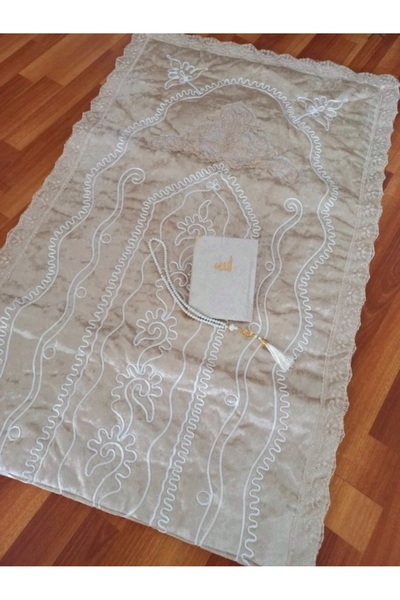 CONSTRAİN 3 Parça Ağır Işlemeli Fransız Güpür Işlemeli Kadife Çeyizlik Gelin ...