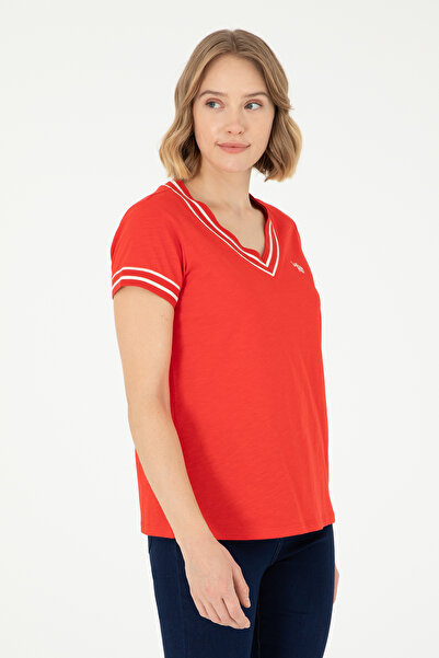 U.S. Polo Assn. Ženska crvena majica sa V-izrezom 50285848-VR030