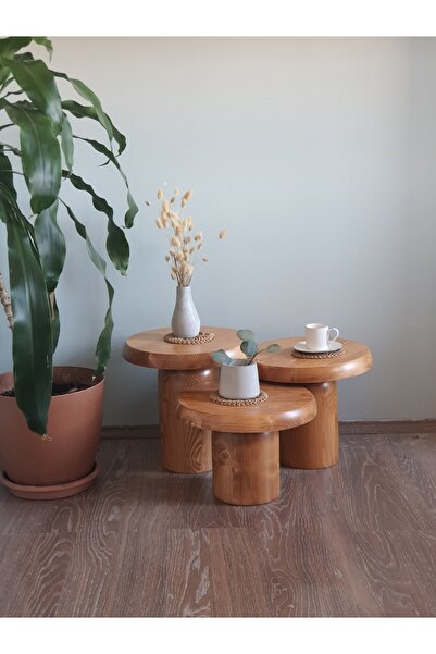 Kimahome Ürgüp Küçük Mantar Yan Sehpa 3'lü Set