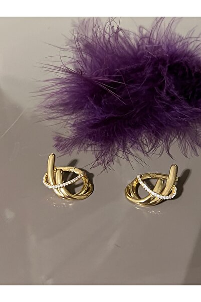 Home Altın Yaldızlı Fantazi Taşlı Küpe Ithal Paslanmaz Çelik