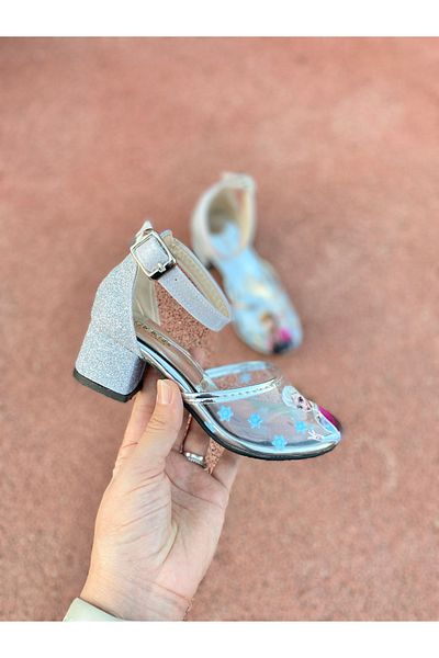 NS Little Třpytivé průhledné vysoké podpatky Elsa