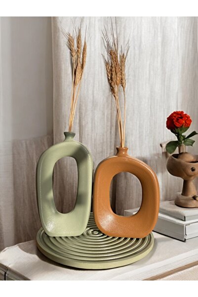 MOMİKO TASARIM 3lü Beton Vazo Seti, Dekoratif Salon Seti, Yuvarlak Sunumluk