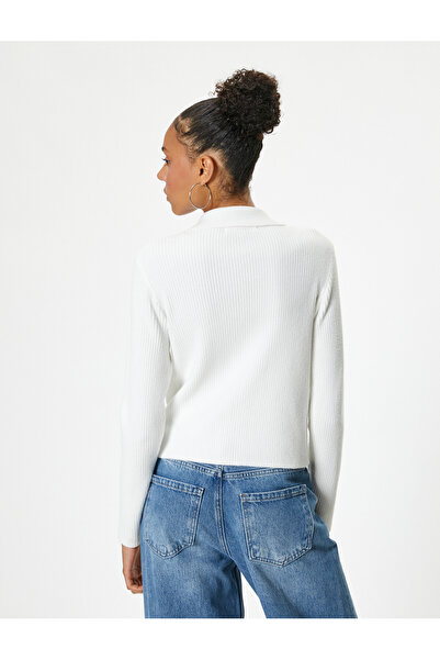 Koton Düğmeli Triko Hırka Uzun Kollu Klasik Gömlek Yaka